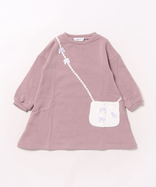 Catherine Cottage(キャサリンコテージ)の「キルティングポシェットワンピース(ワンピース・キッズ・スモークピンク/ネイビー/グレイッシュブルー/ライラック・130/120/110/100/150/140)」の6枚目の写真