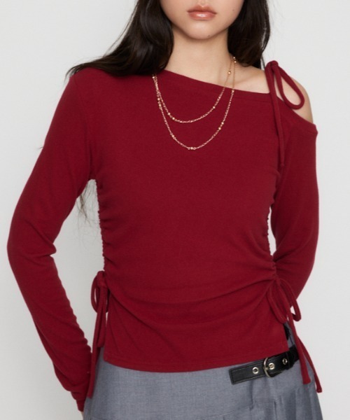 【完売品】LAGUA GEM SIDE GATHER RIBBON トップス SIDE GATHER RIBBON トップス（Tシャツ/カットソー）｜LAGUA GEM