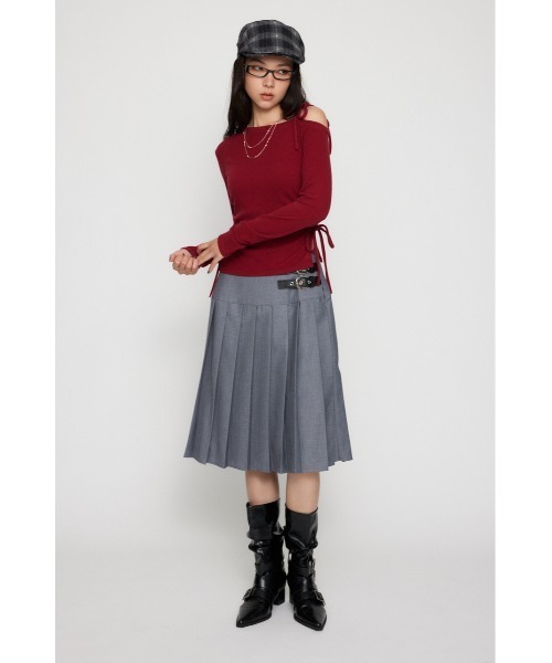 LAGUA GEM（ラグアジェム）の「SIDE GATHER RIBBON トップス（Tシャツ/カットソー・レディース・ブラック/グレー/バーガンディー・FREE）」の7枚目の写真