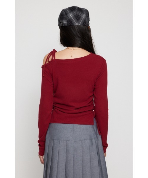 LAGUA GEM（ラグアジェム）の「SIDE GATHER RIBBON トップス（Tシャツ/カットソー・レディース・ブラック/グレー/バーガンディー・FREE）」の9枚目の写真