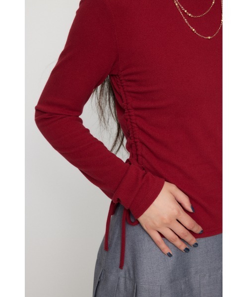 LAGUA GEM（ラグアジェム）の「SIDE GATHER RIBBON トップス（Tシャツ/カットソー・レディース・ブラック/グレー/バーガンディー・FREE）」の11枚目の写真