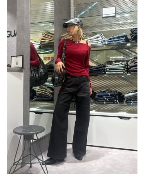 LAGUA GEM（ラグアジェム）の「SIDE GATHER RIBBON トップス（Tシャツ/カットソー・レディース・ブラック/グレー/バーガンディー・FREE）」の12枚目の写真