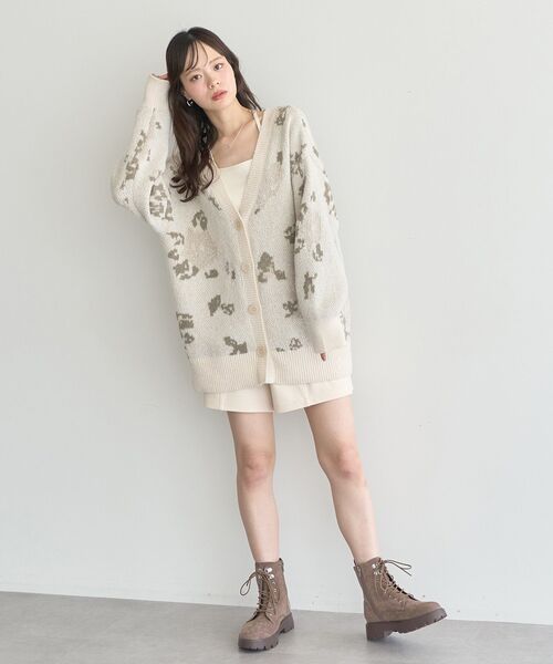 earth music&ecology（アースミュージックアンドエコロジー）の「フラワージャガードラメシャギーカーディガン（カーディガン/ボレロ・レディース・アイボリー/ボルドー/ネイビー・FREE）」の13枚目の写真