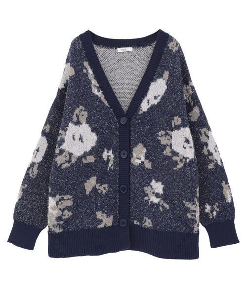 earth music&ecology（アースミュージックアンドエコロジー）の「フラワージャガードラメシャギーカーディガン（カーディガン/ボレロ・レディース・アイボリー/ボルドー/ネイビー・FREE）」の22枚目の写真