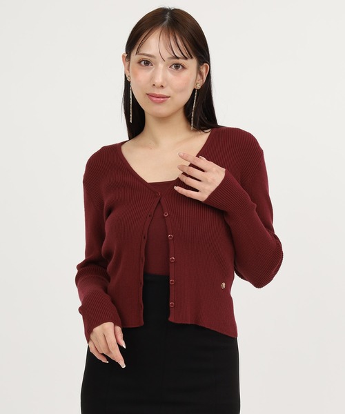 ROYAL PARTY（ロイヤルパーティー）の「ウォッシャブルVネックニットカーディガン（カーディガン/ボレロ・レディース・ブラック/マルチ/オフホワイト/グレー/ボルドー・FREE）」の5枚目の写真