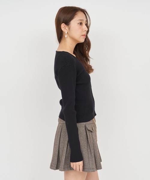 ROYAL PARTY（ロイヤルパーティー）の「ウォッシャブルVネックニットカーディガン（カーディガン/ボレロ・レディース・ブラック/マルチ/オフホワイト/グレー/ボルドー・FREE）」の9枚目の写真