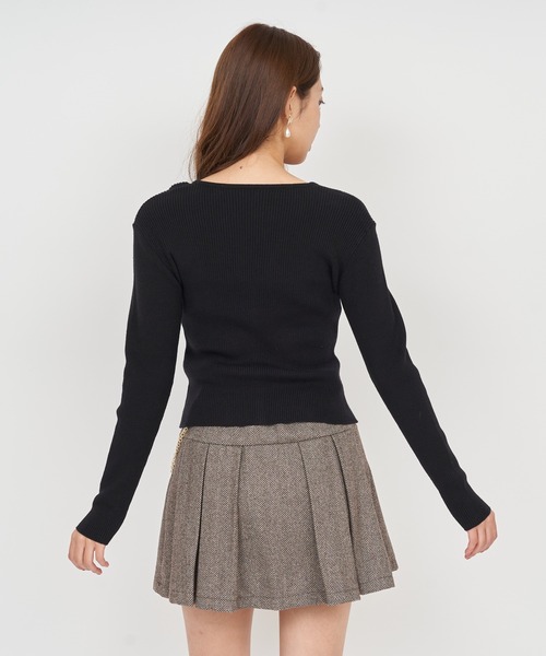 ROYAL PARTY（ロイヤルパーティー）の「ウォッシャブルVネックニットカーディガン（カーディガン/ボレロ・レディース・ブラック/マルチ/オフホワイト/グレー/ボルドー・FREE）」の10枚目の写真