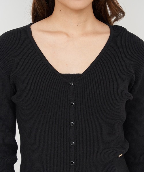 ROYAL PARTY（ロイヤルパーティー）の「ウォッシャブルVネックニットカーディガン（カーディガン/ボレロ・レディース・ブラック/マルチ/オフホワイト/グレー/ボルドー・FREE）」の11枚目の写真