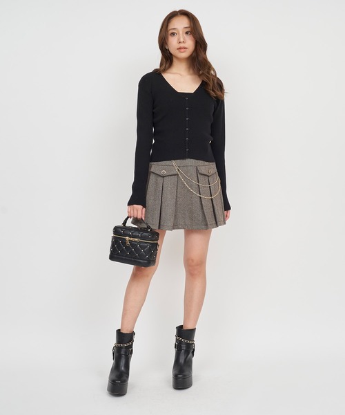 ROYAL PARTY（ロイヤルパーティー）の「ウォッシャブルVネックニットカーディガン（カーディガン/ボレロ・レディース・ブラック/マルチ/オフホワイト/グレー/ボルドー・FREE）」の8枚目の写真