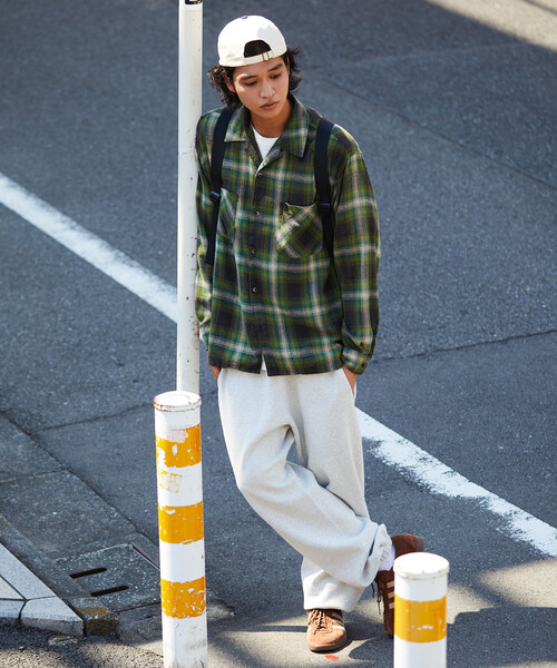 FREAK'S STORE(フリークスストア)の「FREAK’S STORE/フリークスストア ブリーチ加工 オープンカラー チェックシャツ ロングスリーブ / BLEACH CHK OC SH LS(シャツ/ブラウス・メンズ・ブラウン/グリーン/グレー/ブラック・MEDIUM/LARGE)」の5枚目の写真