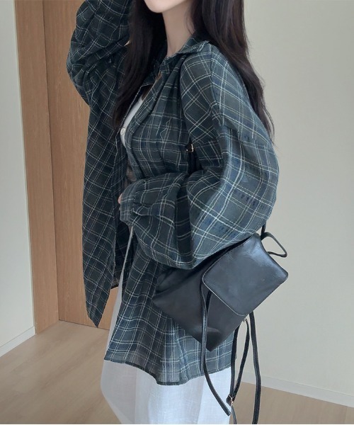 gossip!ロサンゼルス(ゴシップロサンゼルス)の「ヴィンテージチェック ルーズフィットシャツ Y2K(Tシャツ/カットソー・レディース・ベージュ/チェック/ホワイト/ブラック・FREE)」の21枚目の写真