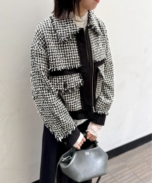 LOVELESS（ラブレス）の「ツイードブルゾン（ブルゾン・レディース・チャコールグレー・34/36）」の3枚目の写真
