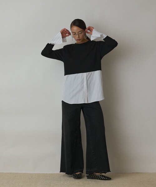 Diagram(ダイアグラム)の「レイヤードカットトップ(Tシャツ/カットソー・レディース・ブラック/ホワイト・36)」の18枚目の写真