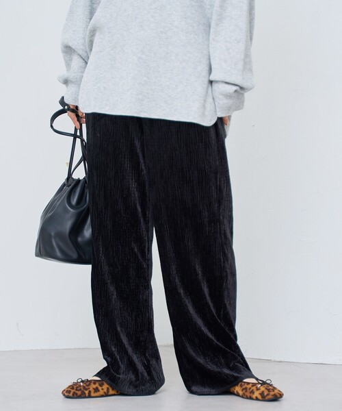 coen（コーエン）の「楊柳ベロアイージーパンツ（その他パンツ・レディース・マスタード/ブラック/ダークグレー・M/L）」の4枚目の写真