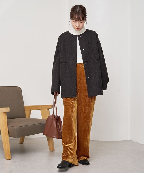 coen（コーエン）の「楊柳ベロアイージーパンツ（その他パンツ・レディース・マスタード/ブラック/ダークグレー・M/L）」の19枚目の写真