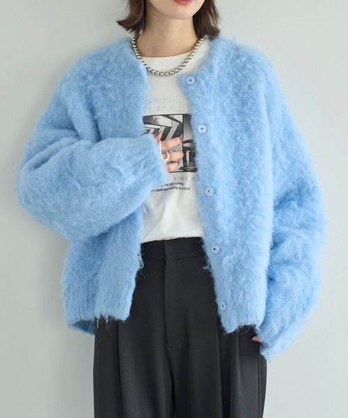 meilmada（メイルマダ）の「シャギーニットカーディガン（カーディガン/ボレロ・レディース・グレー/ブルー・FREE）」の5枚目の写真