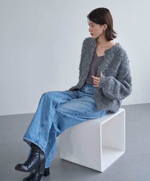 セール】シャギーニットカーディガン（カーディガン/ボレロ