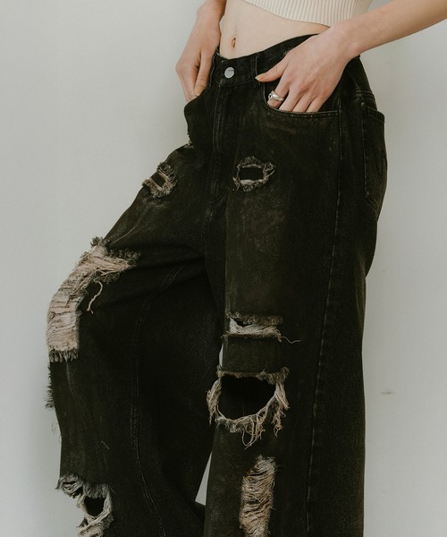damage denim pants(unisex)（デニムパンツ）｜Knuth Marf