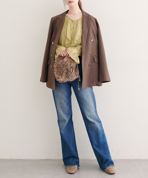 natural couture（ナチュラルクチュール）の「【WEB限定】フリリーブラウス（シャツ/ブラウス・レディース・ブラック/ブラウン/イエロー/オフホワイト・FREE）」の9枚目の写真