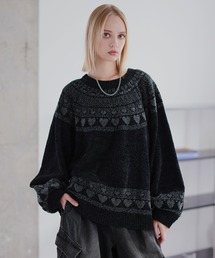 ROCHEM | ハートモチーフノルディックデザインモールニット(ニット/セーター)