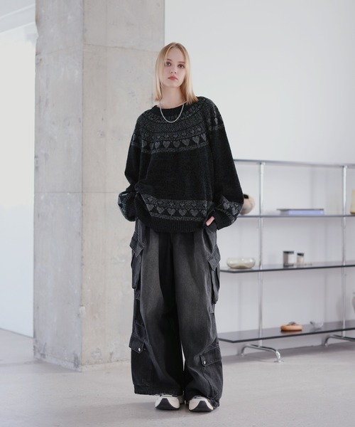 ROCHEM（ローシェン）の「ハートモチーフノルディックデザインモールニット（ニット/セーター・メンズ・ブラック/ブラウン/ネイビー/チャコール・L/M/S/XS）」の10枚目の写真