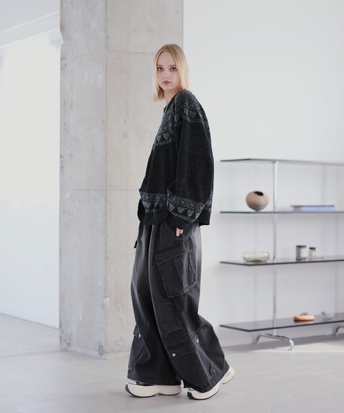 ROCHEM（ローシェン）の「ハートモチーフノルディックデザインモールニット（ニット/セーター・メンズ・ブラック/ブラウン/ネイビー/チャコール・L/M/S/XS）」の12枚目の写真