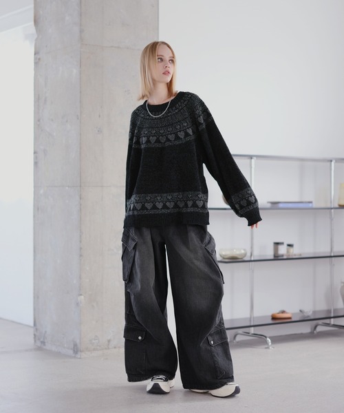 ROCHEM（ローシェン）の「ハートモチーフノルディックデザインモールニット（ニット/セーター・メンズ・ブラック/ブラウン/ネイビー/チャコール・L/M/S/XS）」の13枚目の写真