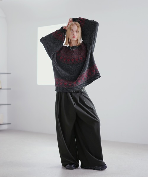 ROCHEM（ローシェン）の「ハートモチーフノルディックデザインモールニット（ニット/セーター・メンズ・ブラック/ブラウン/ネイビー/チャコール・L/M/S/XS）」の19枚目の写真