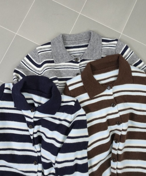 トップス petit po BeBe Petits Pois Vert ブラウス シャツ スカラップ襟ブロード花柄