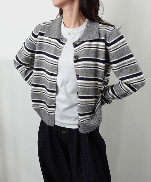 セール】バイカラーボーダーニットトップス（ニット/セーター）｜unnu