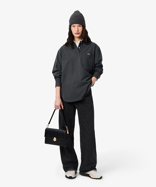 LACOSTE（ラコステ）の「オーバーサイズハーフボタン ストレッチフランネルシャツ（シャツ/ブラウス・レディース・オフホワイト/グレー・38/40/36/34）」の15枚目の写真