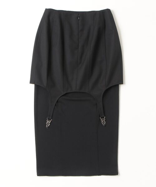 JOHN LAWRENCE SULLIVAN（ジョンローレンスサリバン）の「WOOL GABARDINE LAYERED SKIRT WITH GARTER BELT（スカート・レディース・ブラック系その他/ブラック・SMALL）」の3枚目の写真