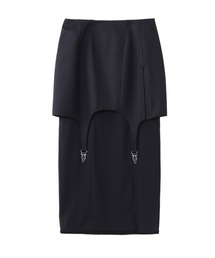JOHN LAWRENCE SULLIVAN | WOOL GABARDINE LAYERED SKIRT WITH GARTER BELT(スカート)