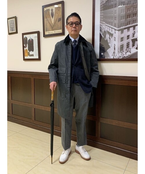 BROOKS BROTHERS（ブルックスブラザーズ）の「ポリエステル　カントリーコート（ステンカラーコート・メンズ・グリーン/グレー・LARGE/MEDIUM/SMALL）」の9枚目の写真