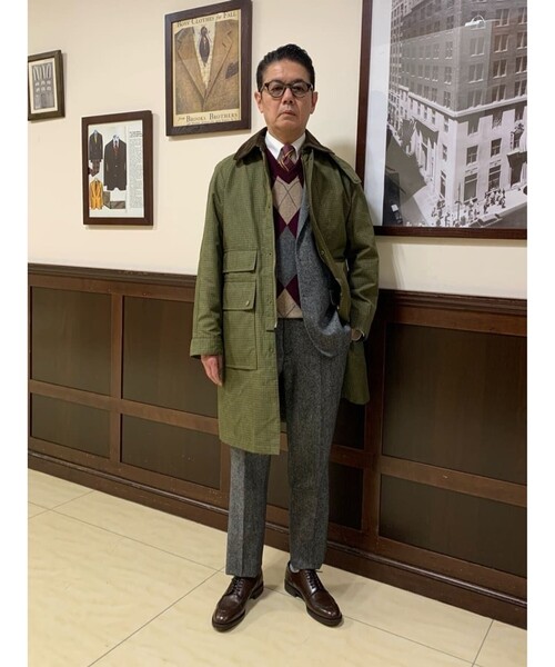 BROOKS BROTHERS（ブルックスブラザーズ）の「ポリエステル　カントリーコート（ステンカラーコート・メンズ・グリーン/グレー・LARGE/MEDIUM/SMALL）」の18枚目の写真