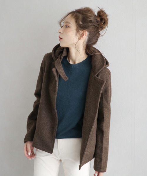 SUGAR BISKET（シュガービスケット）の「2WAYデザインショートコート（その他アウター・レディース・ブラウン/グレー/ブラック/グレイッシュベージュ・M/L）」の16枚目の写真