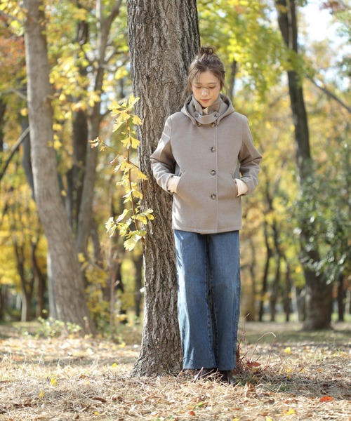 SUGAR BISKET（シュガービスケット）の「2WAYデザインショートコート（その他アウター・レディース・ブラウン/グレー/ブラック/グレイッシュベージュ・M/L）」の21枚目の写真