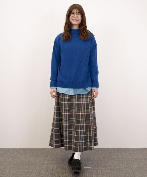 J.PRESS YORK STREET(ジェイプレスヨークストリート)の「【WOMEN】ケーブルポイント ボトルネック ニット(ニット/セーター・レディース・ブルー系/ネイビー系/レッド系/アイボリー系・F)」の5枚目の写真