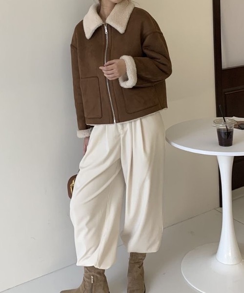 SHEPP(シープ)の「フェイクムートンボアジップブルゾン(ブルゾン・レディース・ブラウン/キャメル・L/M)」の15枚目の写真