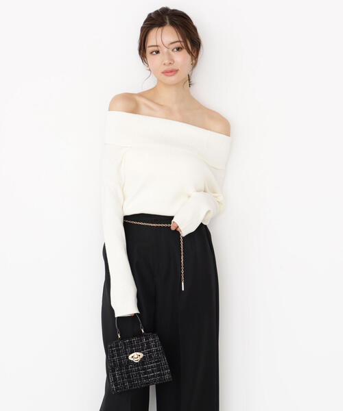 PROPORTION BODY DRESSING(プロポーションボディドレッシング)の「オフショルリブニット / 1215270502(ニット/セーター・レディース・ブラック/ホワイト系その他/ブラウン・SMALL/MEDIUM)」の2枚目の写真
