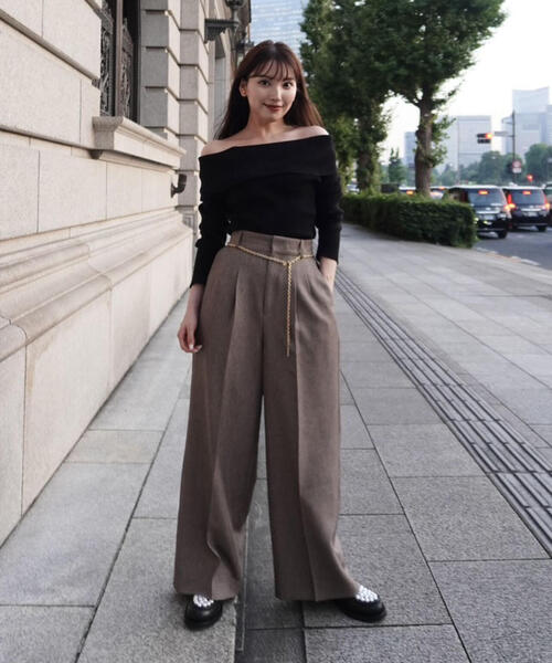 PROPORTION BODY DRESSING(プロポーションボディドレッシング)の「オフショルリブニット / 1215270502(ニット/セーター・レディース・ブラック/ホワイト系その他/ブラウン・SMALL/MEDIUM)」の5枚目の写真