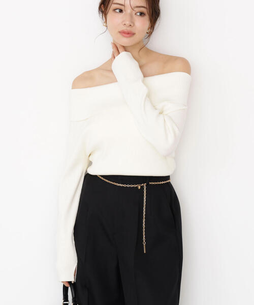 PROPORTION BODY DRESSING(プロポーションボディドレッシング)の「オフショルリブニット / 1215270502(ニット/セーター・レディース・ブラック/ホワイト系その他/ブラウン・SMALL/MEDIUM)」の9枚目の写真