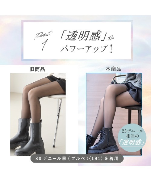 tutuanna（チュチュアンナ）の「【2足組】まるで素肌のようなフェイクタイツクリア美脚80デニール（タイツ/ストッキング・レディース・ブラック系その他5/ライトベージュ/ブラック/ベージュ系6/ベージュ系7・S-M/M-L/L-XL）」の10枚目の写真