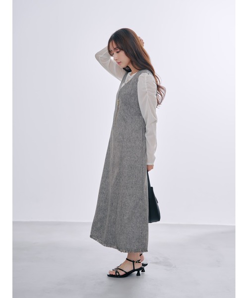 COHINA(コヒナ)の「ツイードフロントジップジャンパースカート 【低身長・小柄女性】(ワンピース・レディース・ブラック/グレー/ブラウン・SHORT/REGULAR)」の4枚目の写真