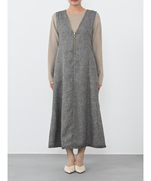 COHINA(コヒナ)の「ツイードフロントジップジャンパースカート 【低身長・小柄女性】(ワンピース・レディース・ブラック/グレー/ブラウン・SHORT/REGULAR)」の13枚目の写真