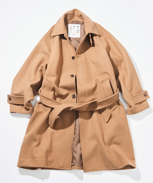 NAUTICA（ノーティカ）の「NAUTICA/ノーティカ ベルテッド ウール ステンカラーコート ロング丈（ステンカラーコート・メンズ・ネイビー/ブラウン・MEDIUM/LARGE/X-LARGE）」の3枚目の写真