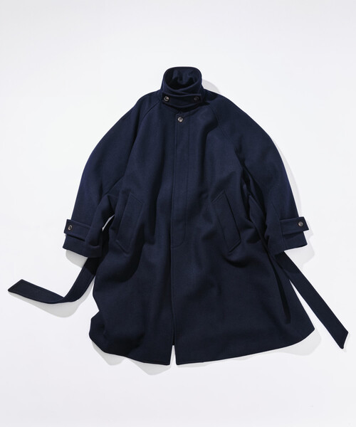 陣川さん　　　ウール　ベルテッド　ステンカラーコート　ネイビー セール】NAUTICA/ノーティカ ベルテッド ウール ステンカラーコート