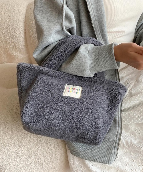 Mignonjour(ミニョンジュール)の「Mignonjour/もこもこミニトートバッグ M2857(トートバッグ・レディース・ベージュ/ブラウン/グレー/ホワイト・FREE)」の3枚目の写真