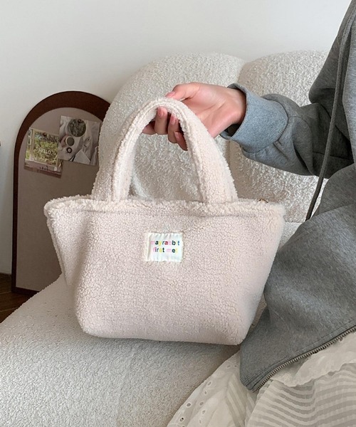 Mignonjour(ミニョンジュール)の「Mignonjour/もこもこミニトートバッグ M2857(トートバッグ・レディース・ベージュ/ブラウン/グレー/ホワイト・FREE)」の5枚目の写真