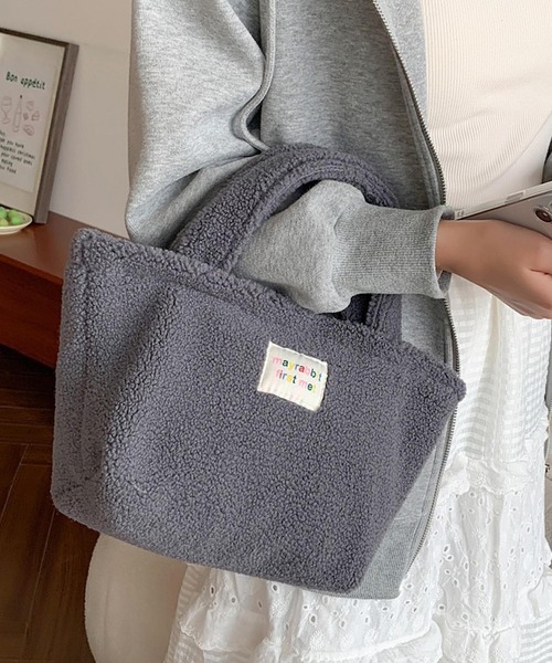 Mignonjour(ミニョンジュール)の「Mignonjour/もこもこミニトートバッグ M2857(トートバッグ・レディース・ベージュ/ブラウン/グレー/ホワイト・FREE)」の9枚目の写真